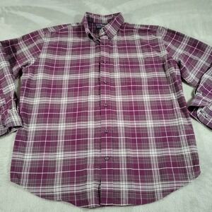 St John's Bay Shirt Men XXL Purple Plaid Outdoor Farmer Hiking Camping Comfort